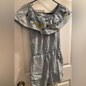 Denim off the shoulder romper